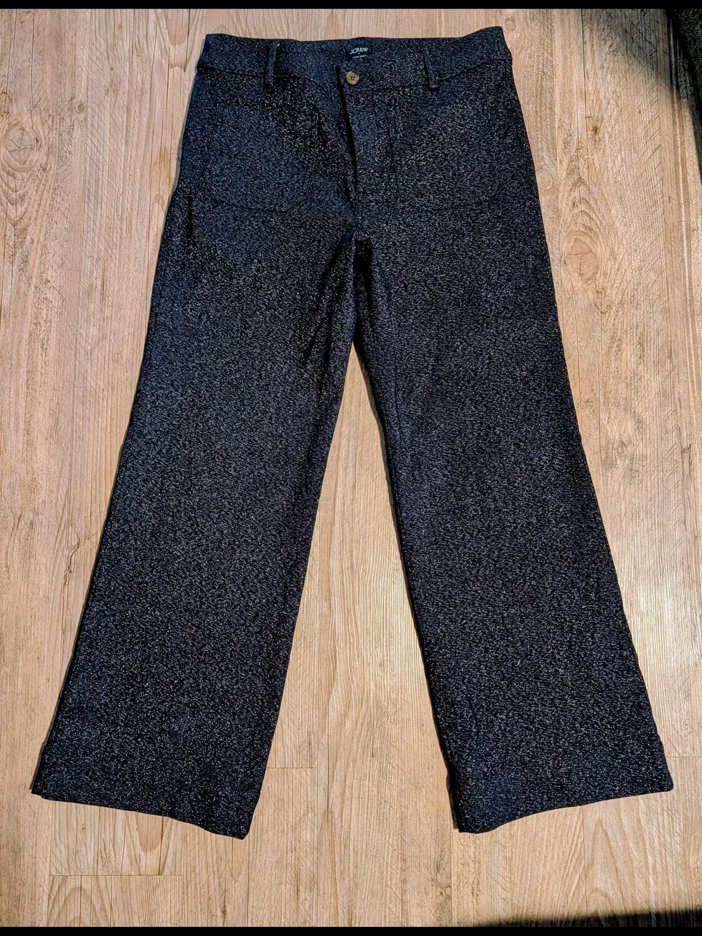 J. Crew Navy Sparkle Lizzie Wide Leg Pants